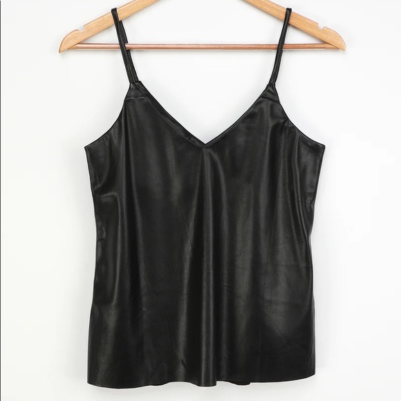 *NEW* Black Vegan Leather Cami Top - Picture 3 of 6